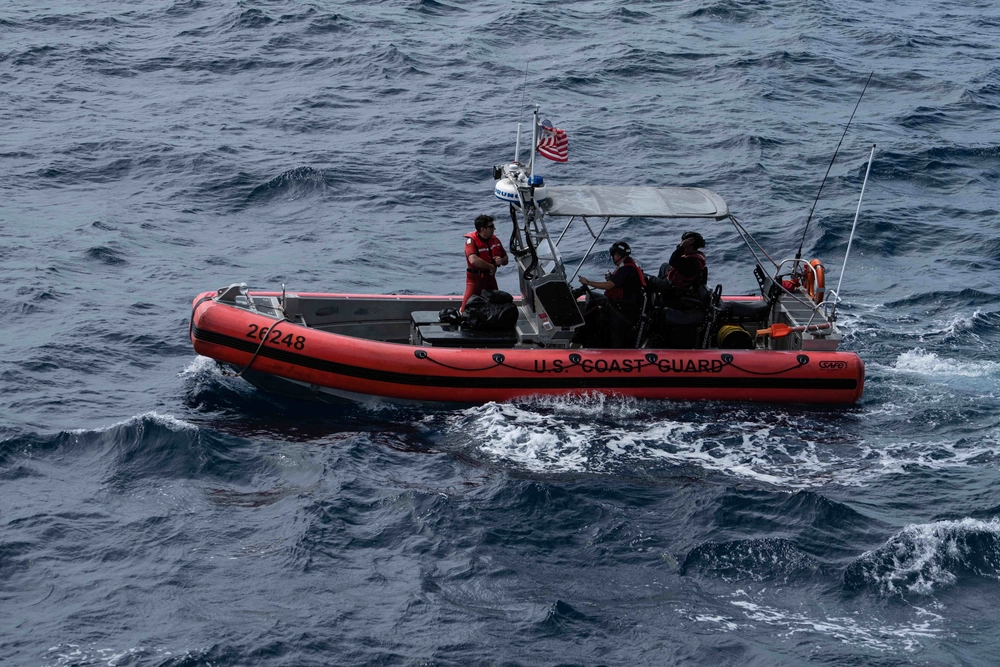 A U.S. Coast Guard rescue boat at sea