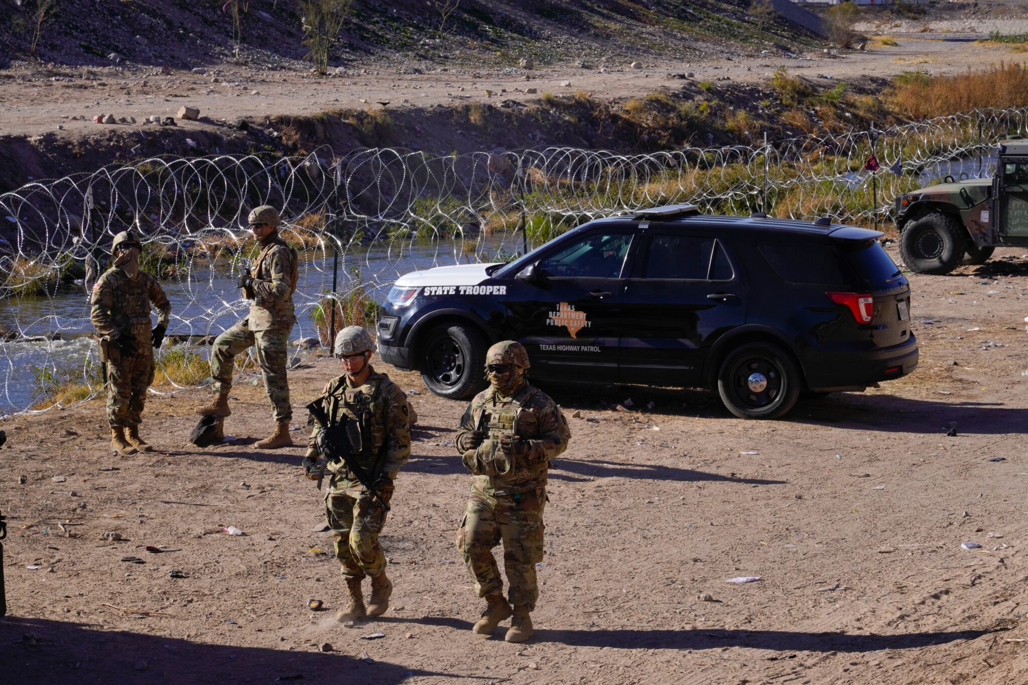 Texas DPS troopers at the border near El Paso