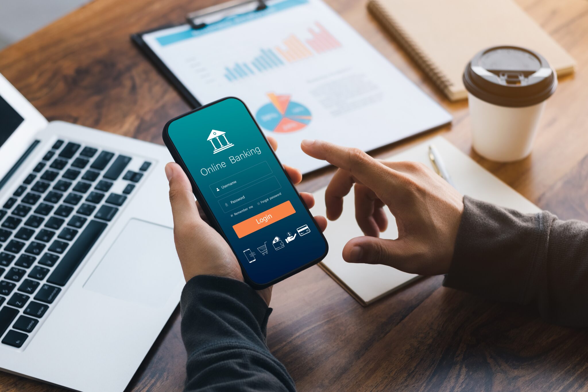 Person using a smartphone finance app