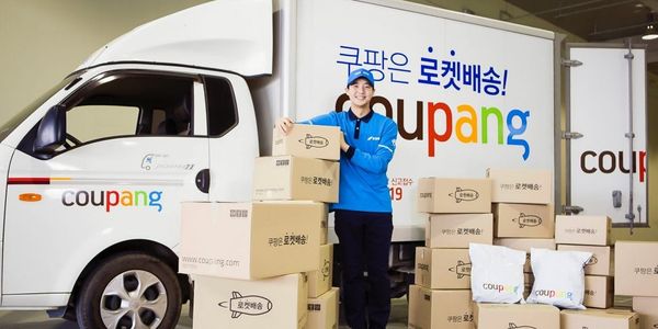 Coupang delivery truck and worker