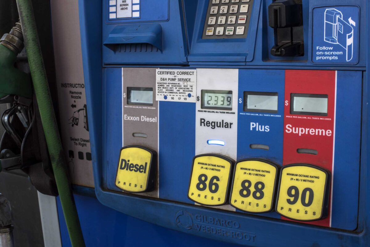 Gas pump at a fuel station