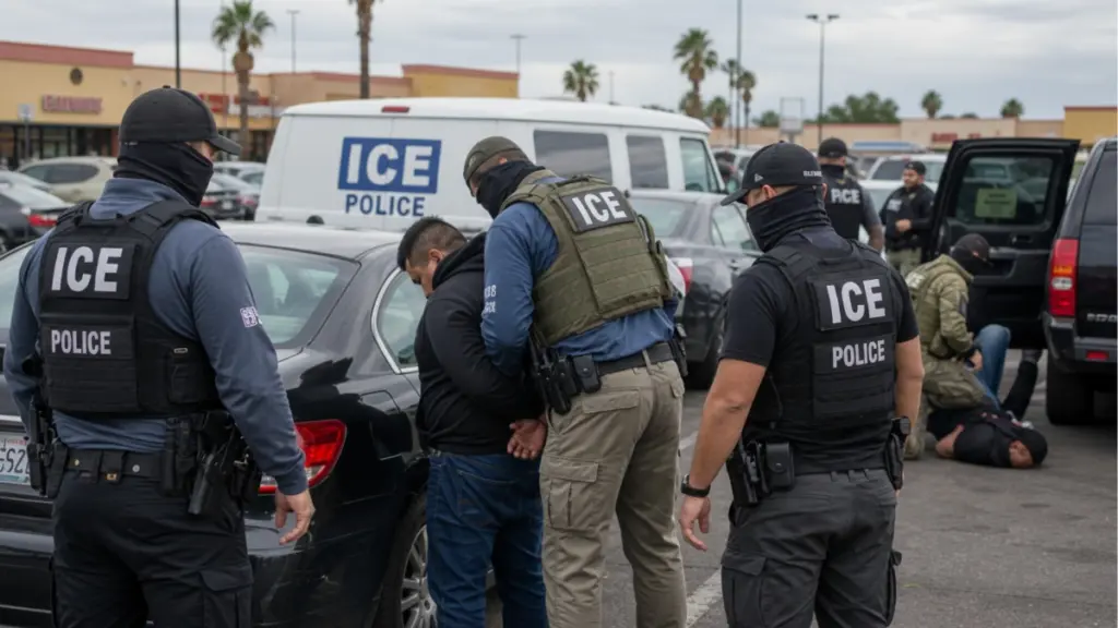 ICE agents during an enforcement operation