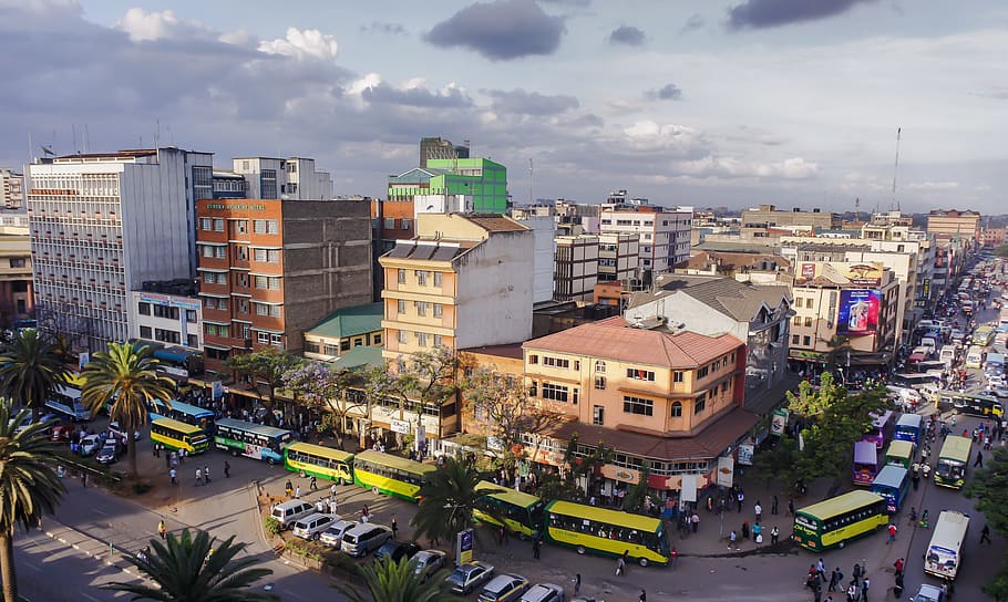 A crowded street in Nairobi, Kenya