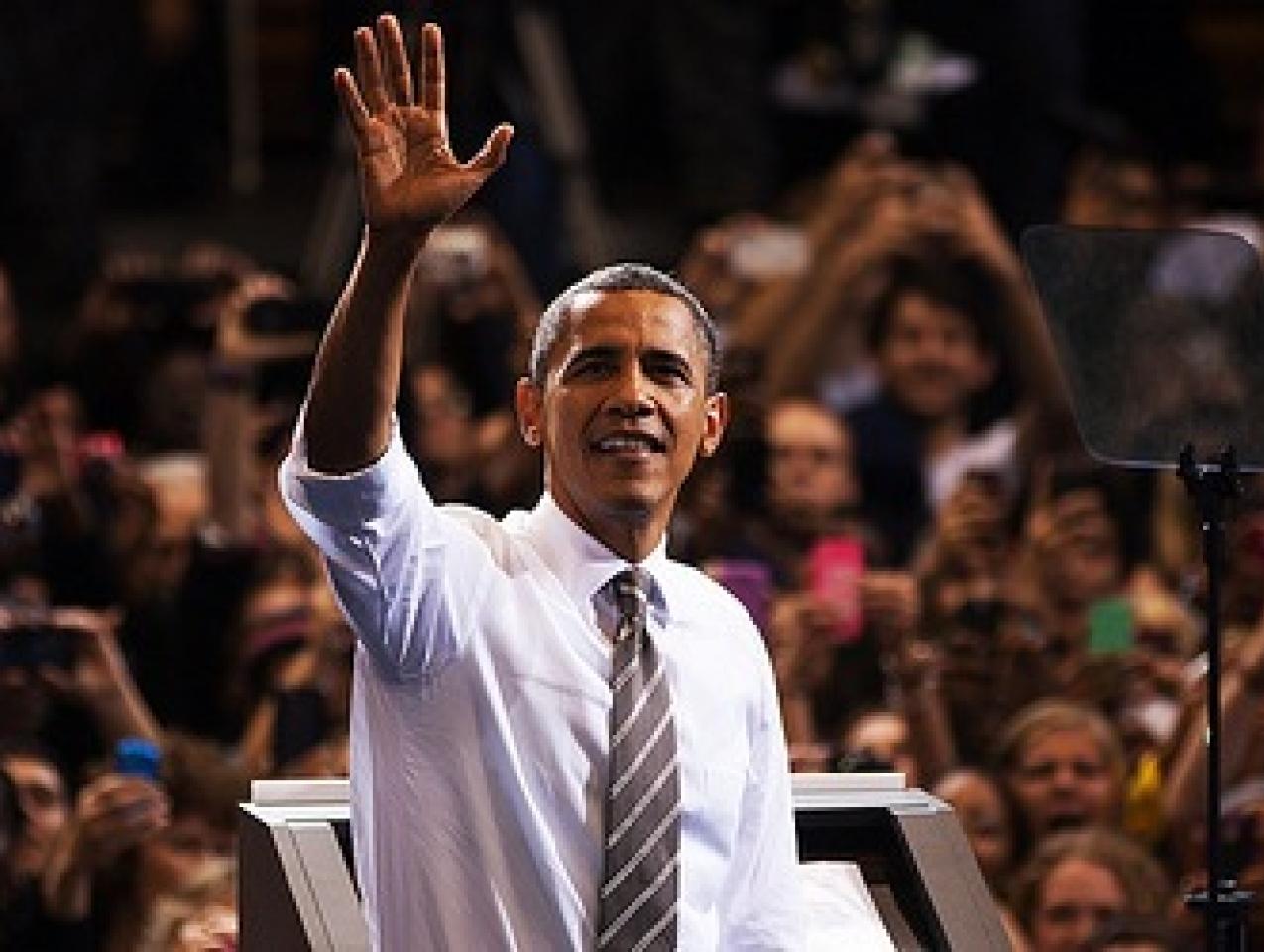 Former President Barack Obama at a campaign rally