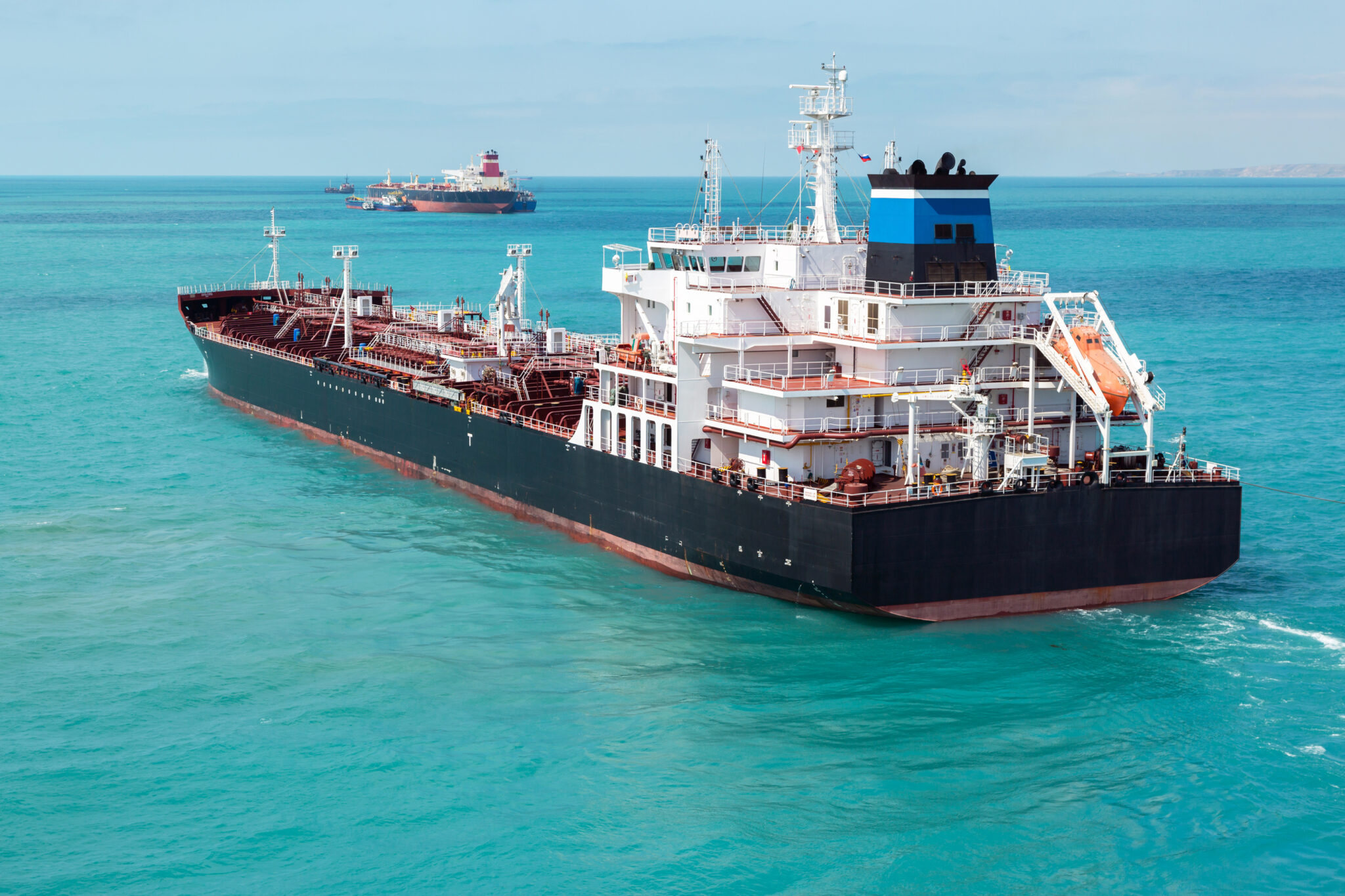 An oil product tanker at sea