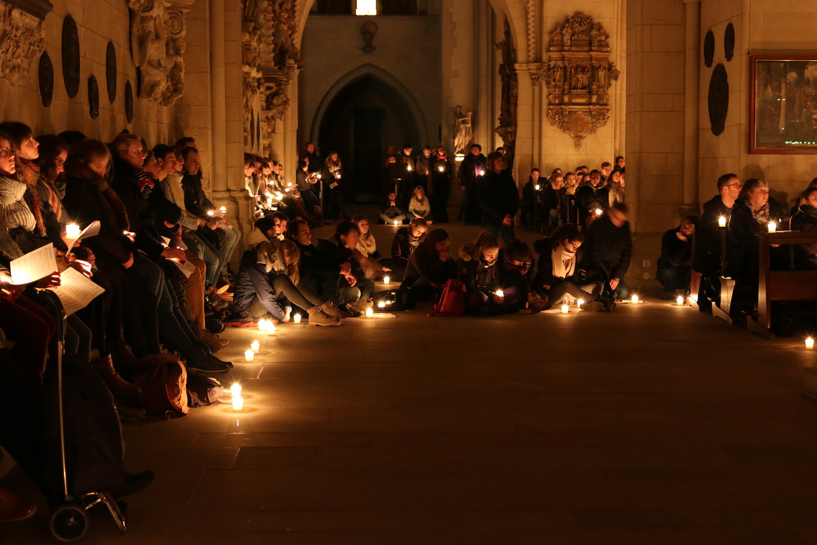 candles at a nighttime vigil
