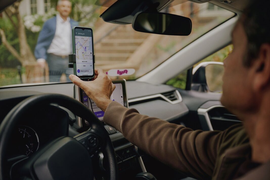 A Lyft rideshare vehicle