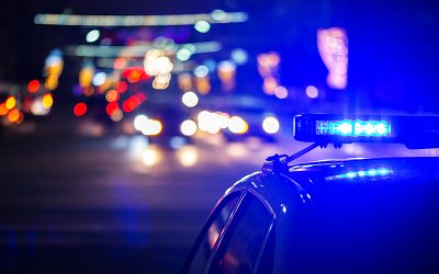 police lights at night