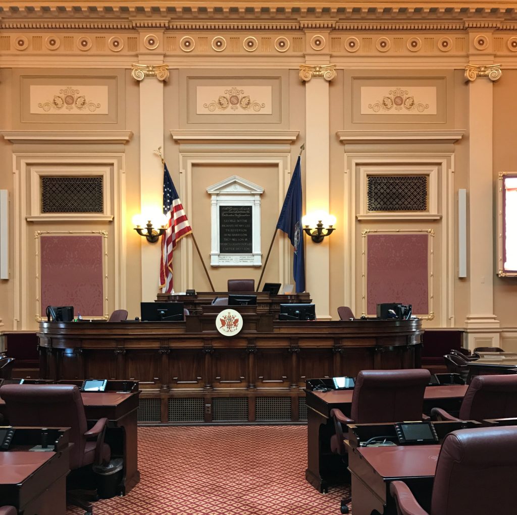 Interior of the Virginia State Senate chamber