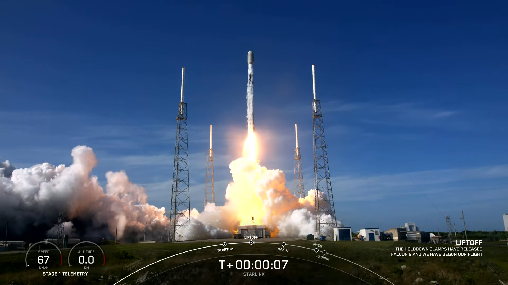 a Falcon 9 rocket lifting off