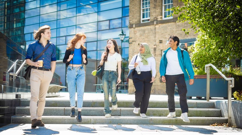 students walking on a university campus