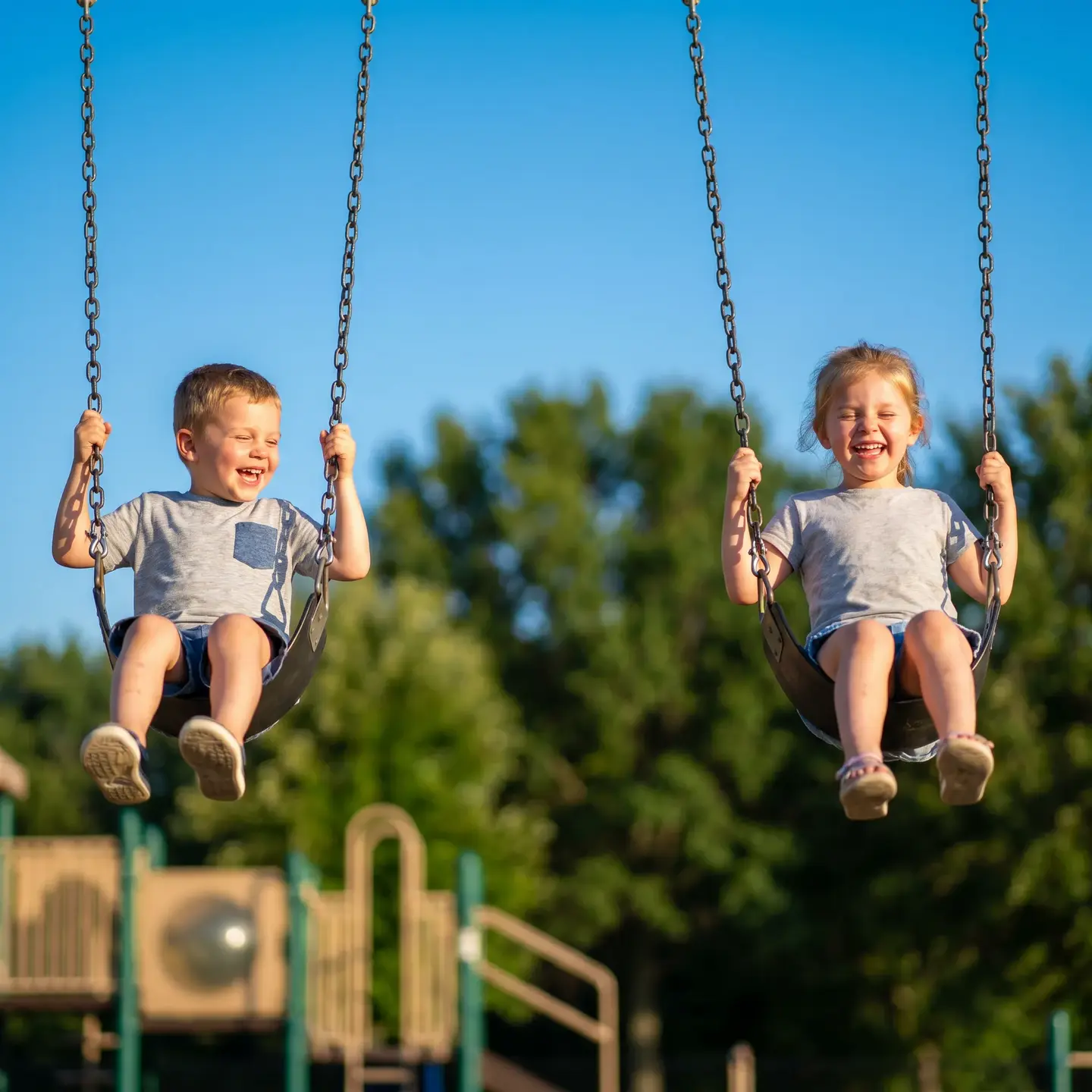 Children on swings at a park