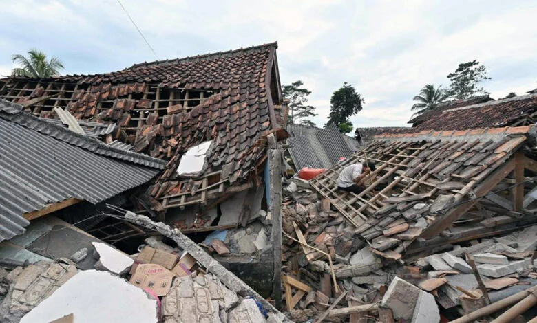 Earthquake damage on Flores Island, Indonesia after the magnitude-7.7 earthquake