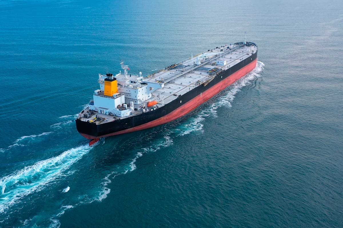 Oil tanker ship sailing on open water