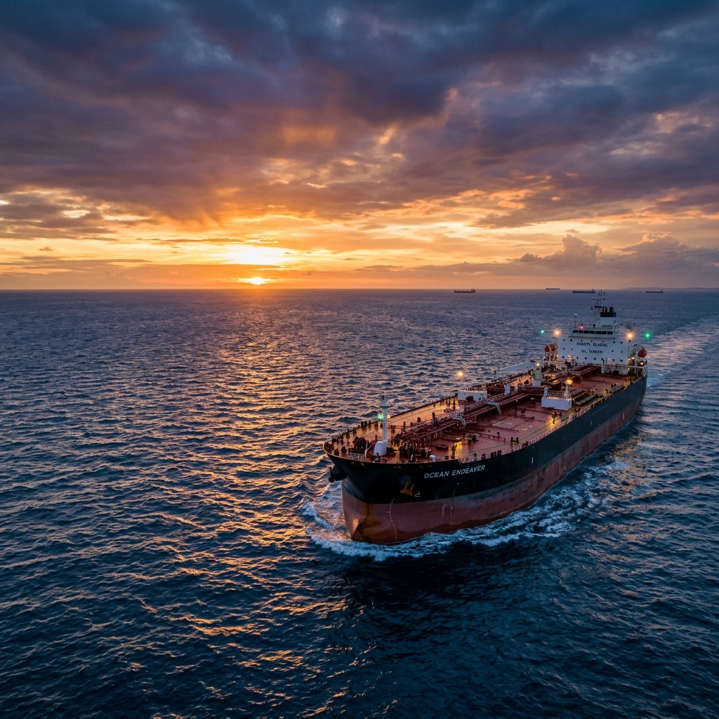 Oil tanker at sea amid the Iran war tensions affecting Virginia gas prices