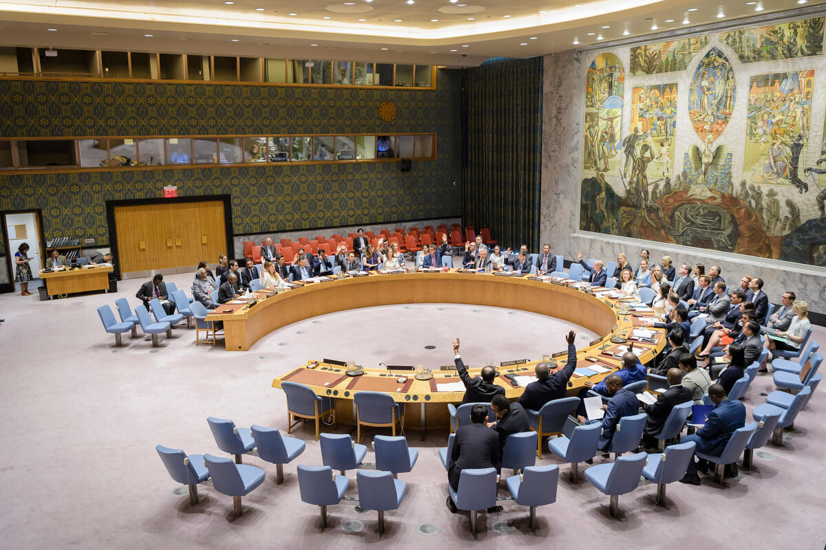 United Nations headquarters flags during Security Council talks on the Ethiopia conflict